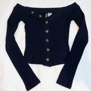 Ribbed Off The Shoulder Top